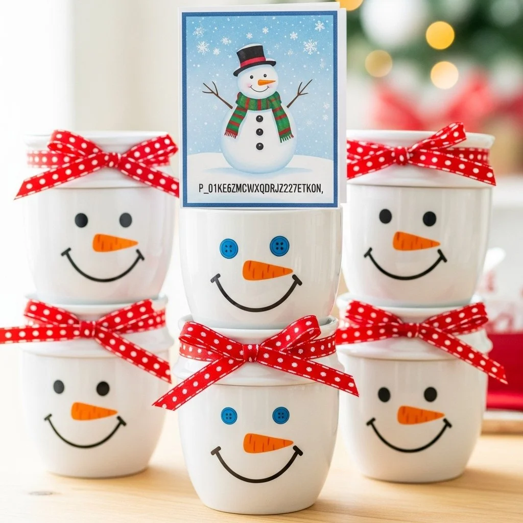 A cozy cup of Snowman Soup decorated with marshmallows and chocolate.