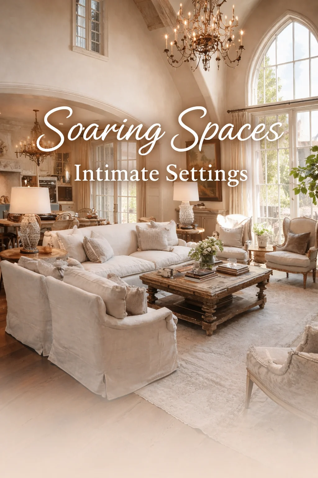 Soaring Ceilings and Intimate Zones Define French Elegance