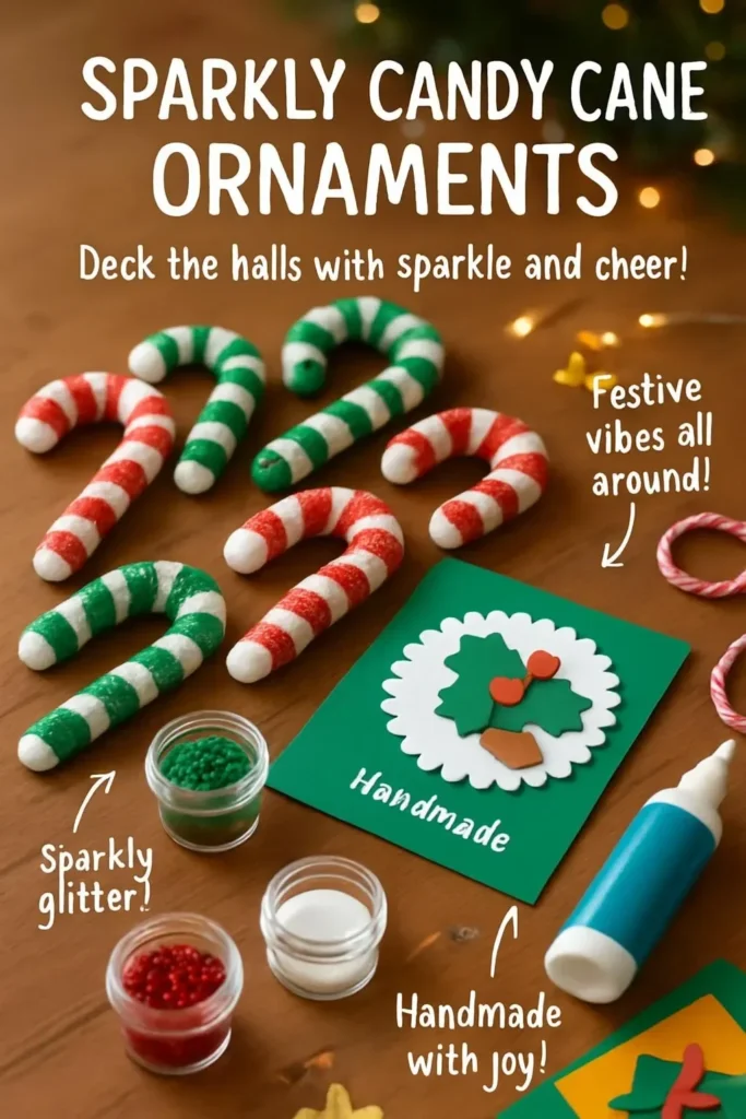 Sparkly candy cane ornaments for Christmas tree decoration