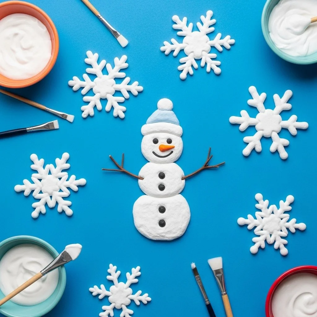 Sparkly snow puffy paint for festive 3D winter craft projects