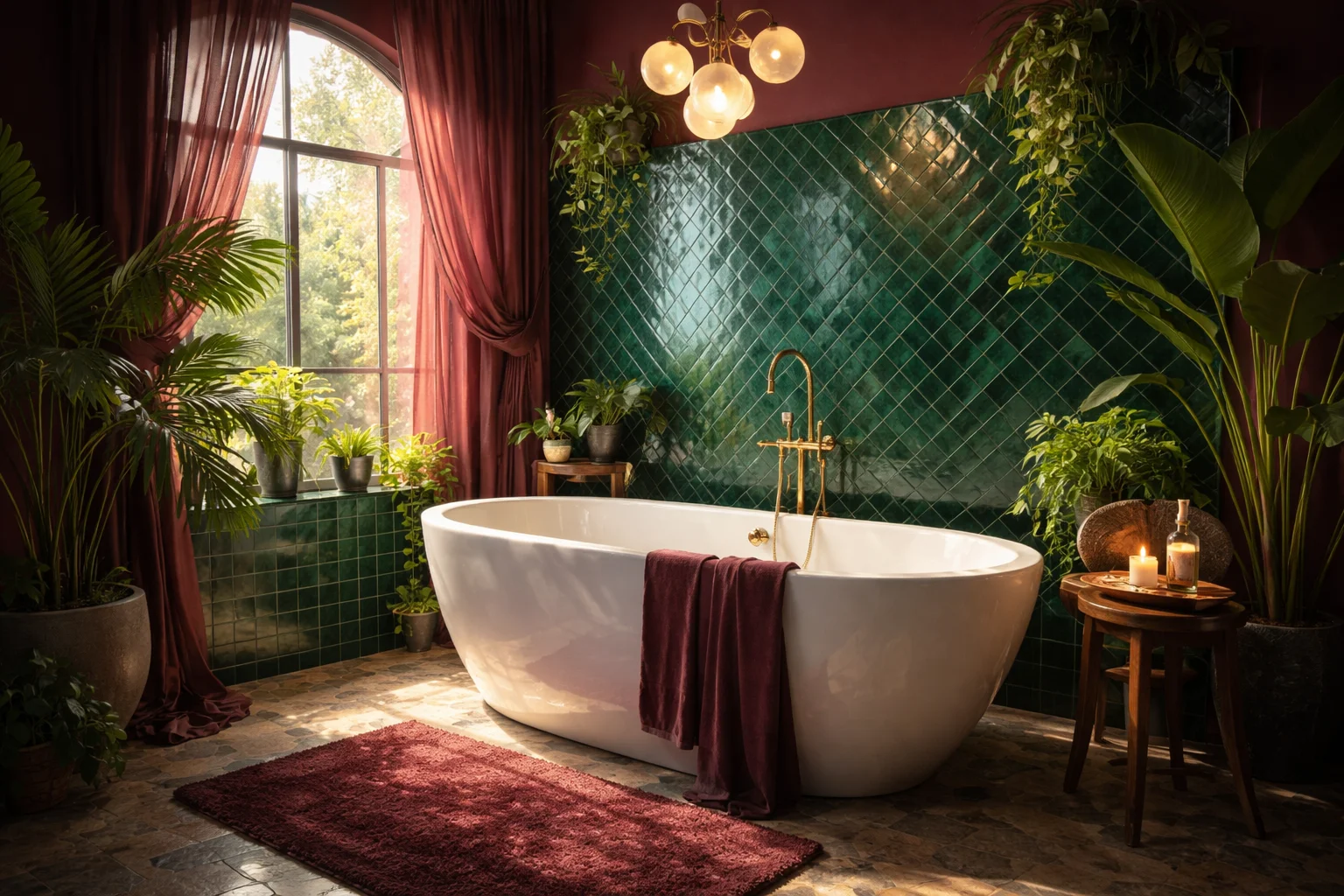 Stylish Emerald and Burgundy Bathroom Ideas for a Chic Look