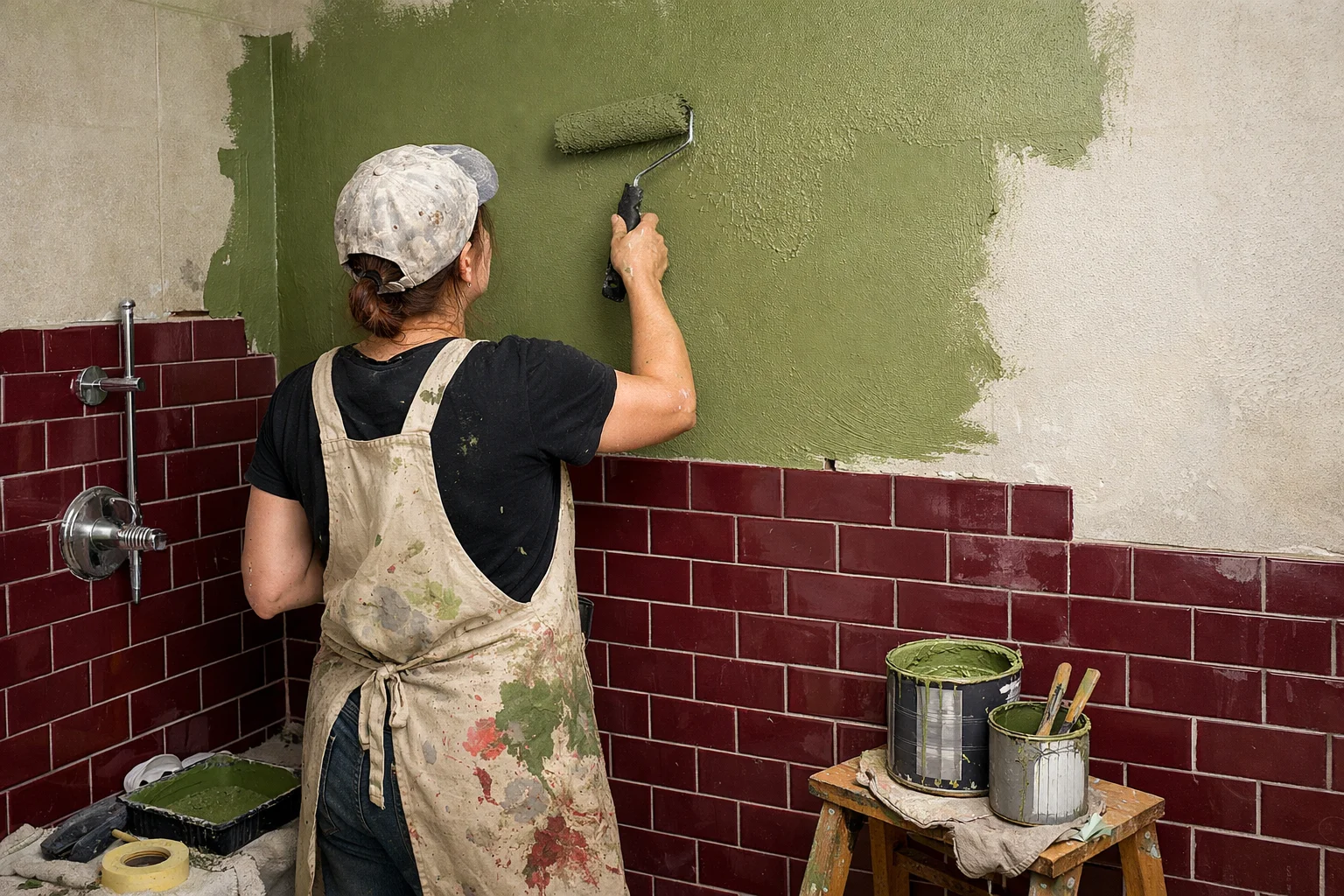 Stylish Olive Green and Burgundy Bathroom Makeover Ideas You'll Love