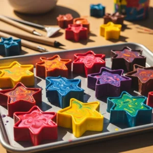 A set of colorful summer car crayons for kids' creative activities.