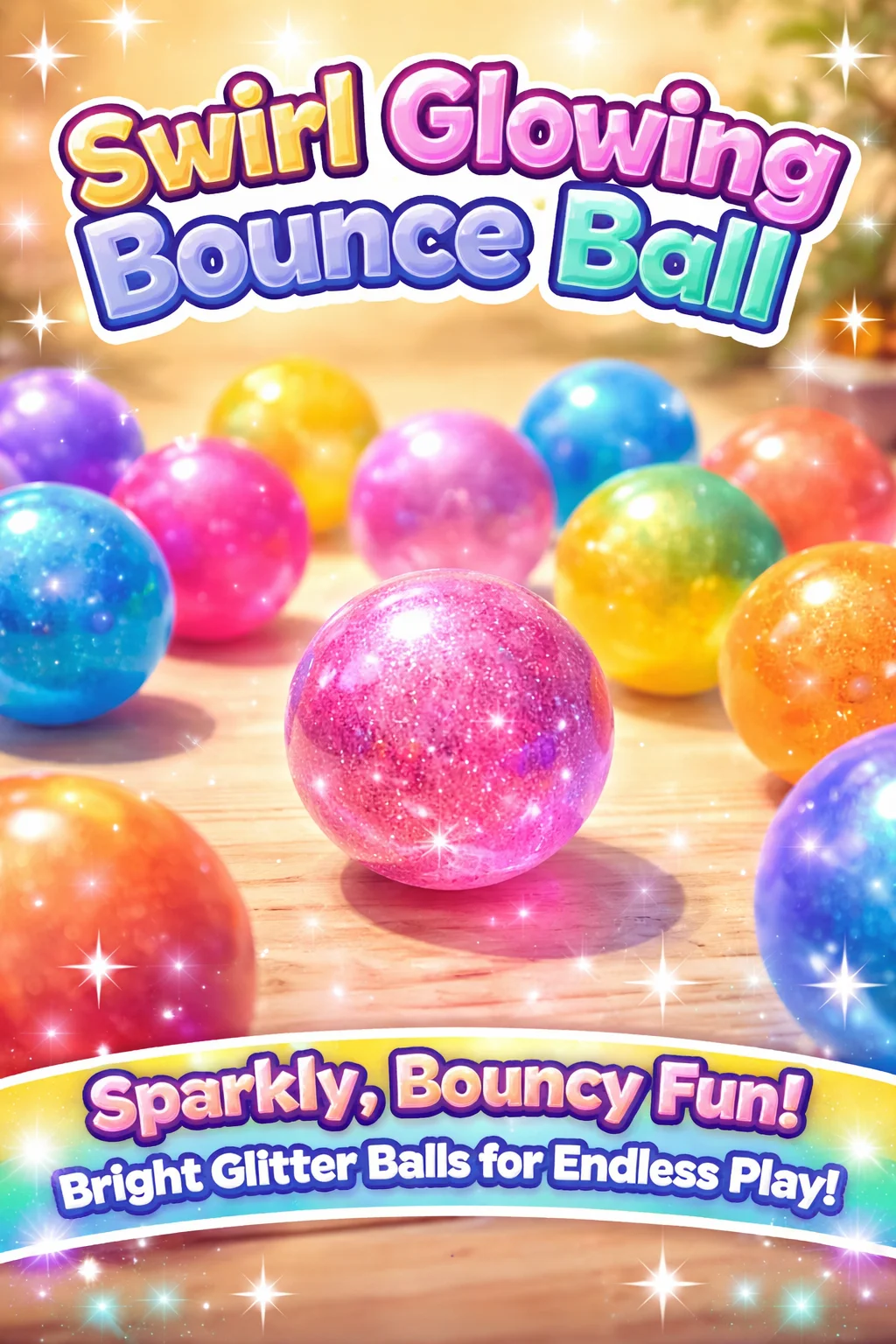 Swirl Glowing Bounce Ball - a bright, luminous bouncing ball for fun outdoor play.