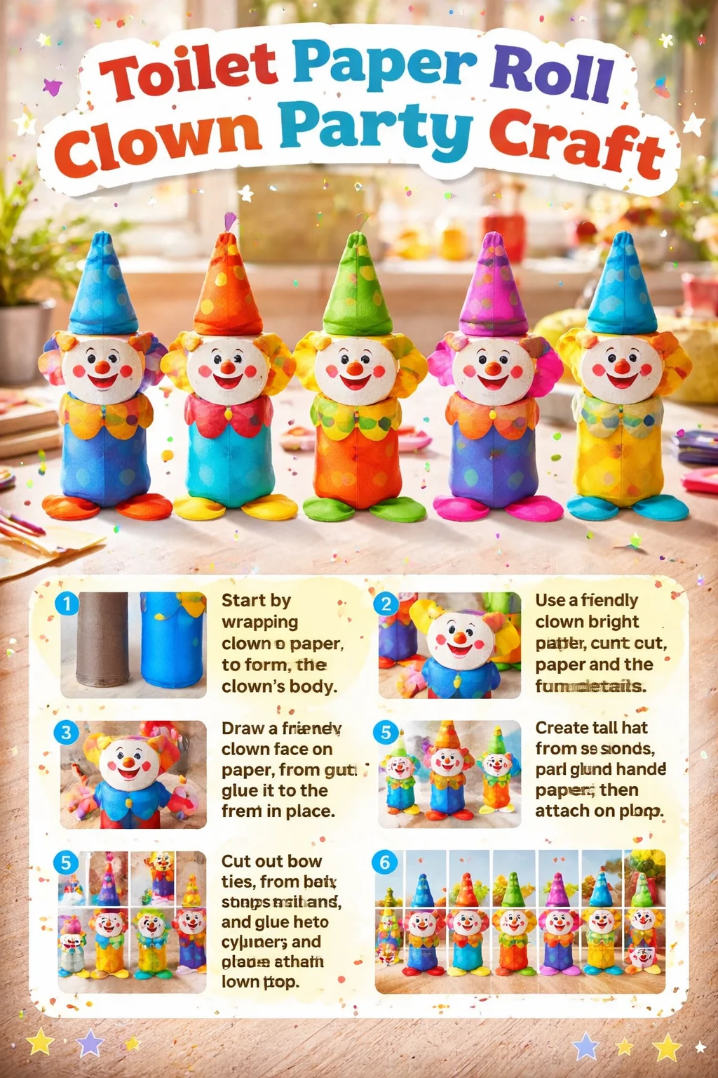 Toilet paper roll clown party craft for kids