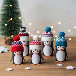 Toilet paper roll penguin craft for kids during winter season
