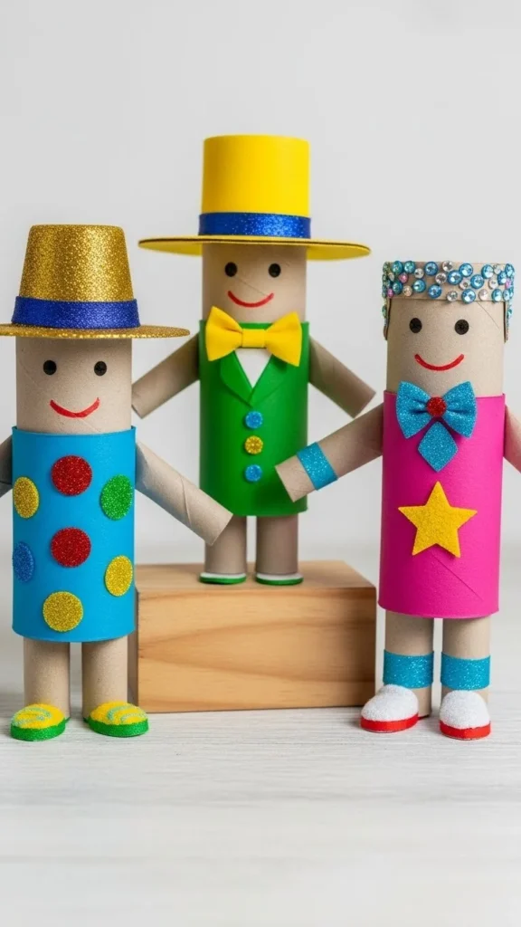 Colorful toilet paper roll people craft ideas for kids