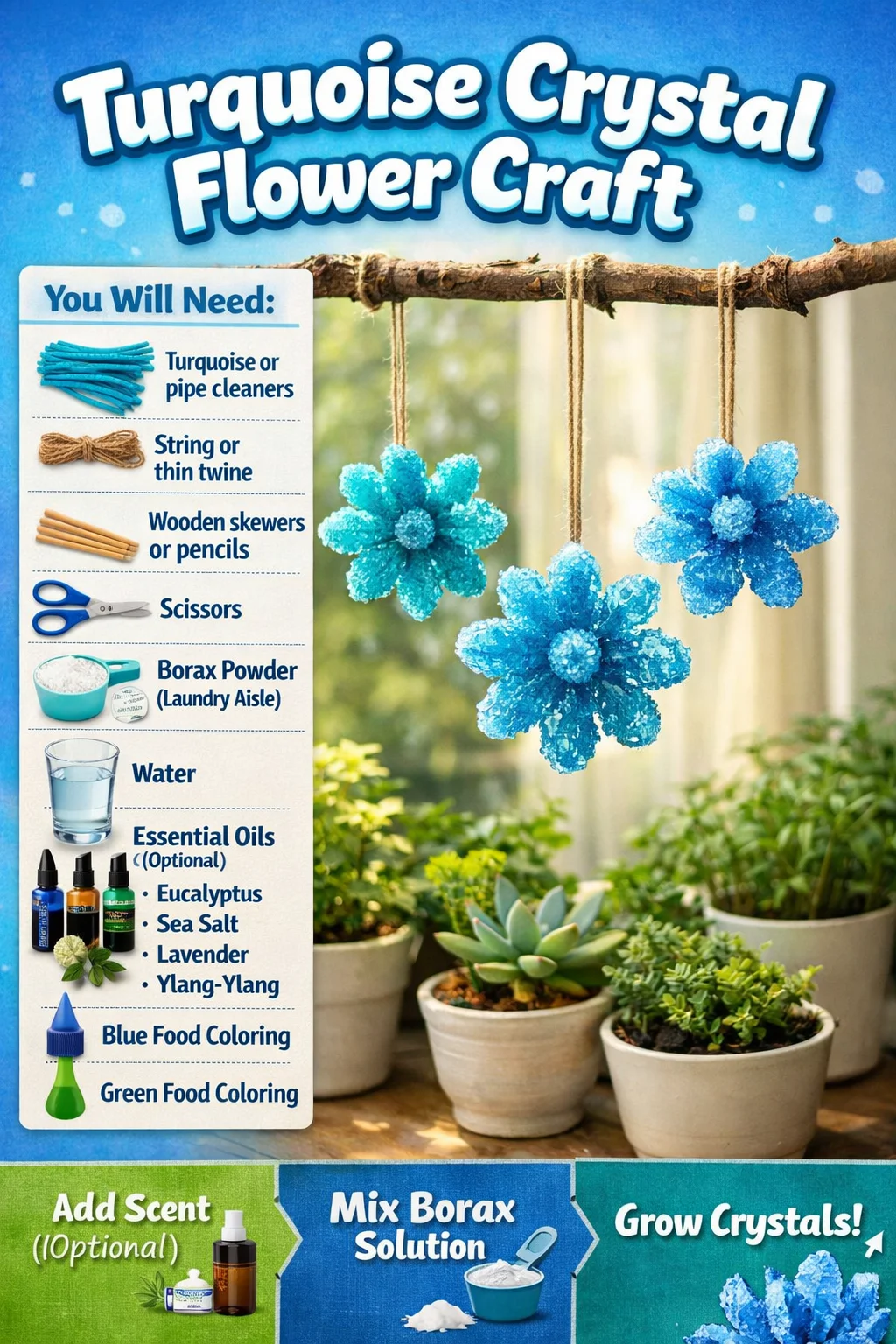 Handmade turquoise crystal flower craft decoration