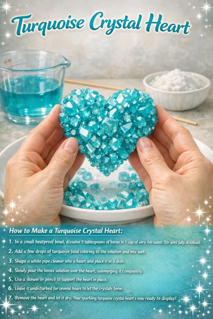 Turquoise crystal heart showcasing its vibrant color and natural beauty