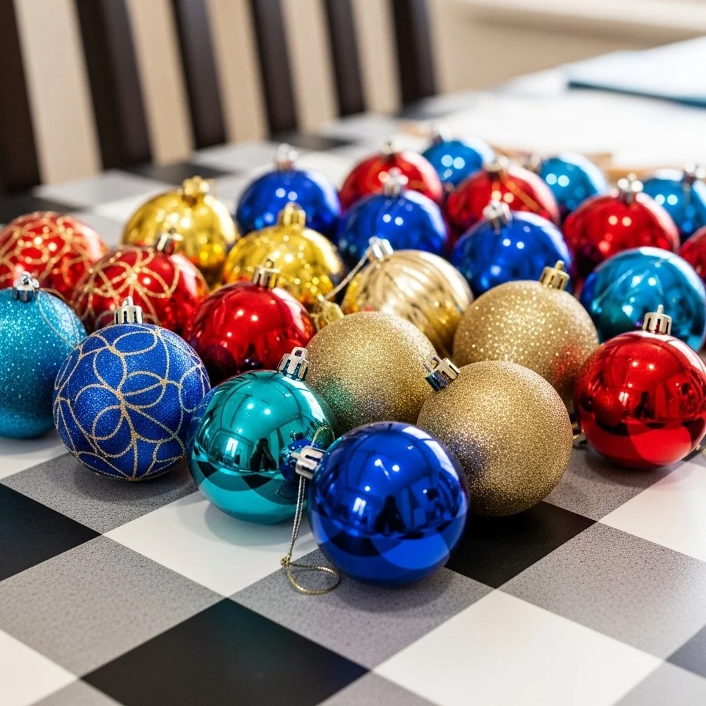 Colorful water marbled ornaments for home decoration