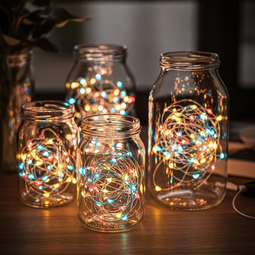 Colorful watercolor luminaries creating a whimsical atmosphere for decor