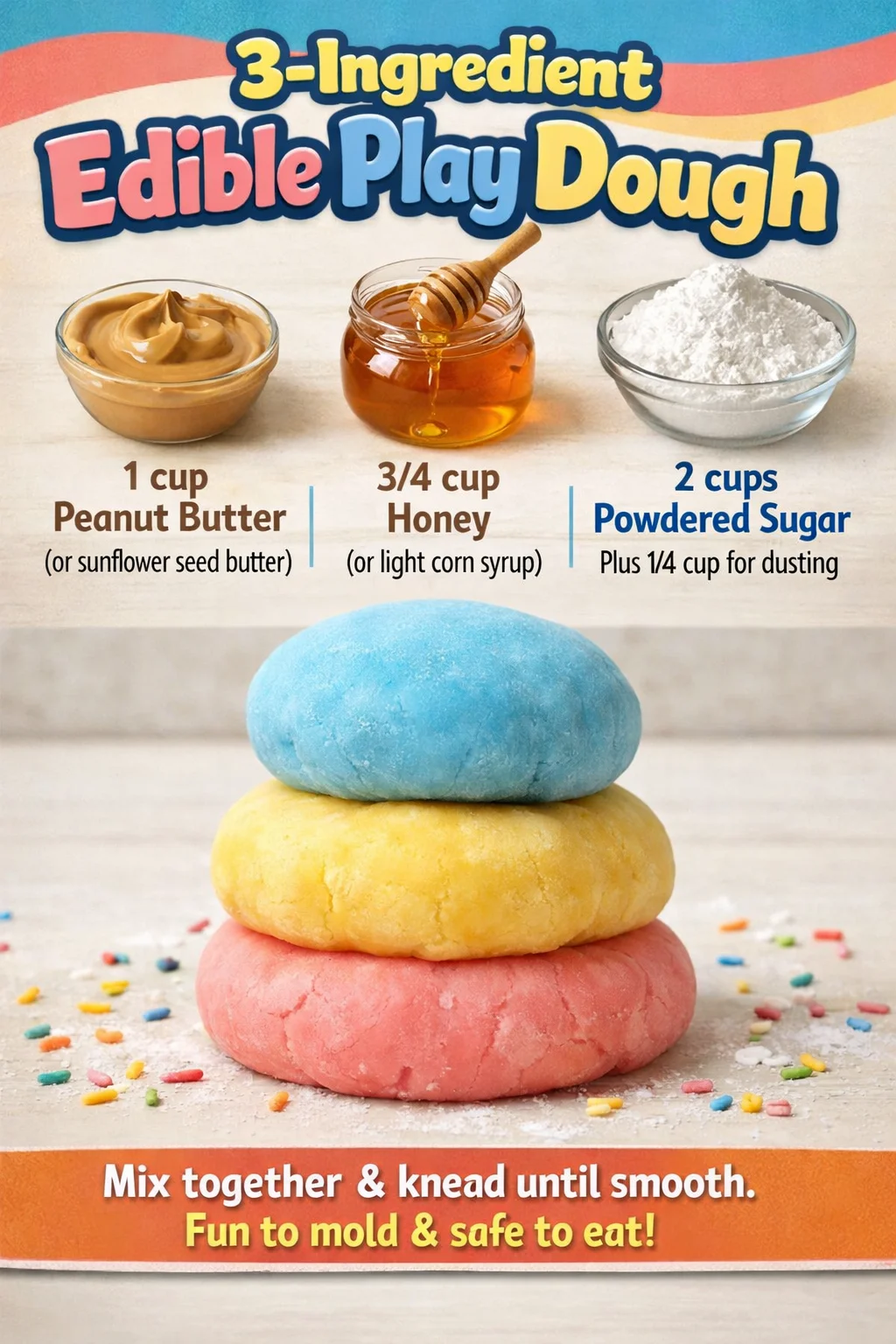 3-Ingredient edible play dough recipe for fun and safe playtime