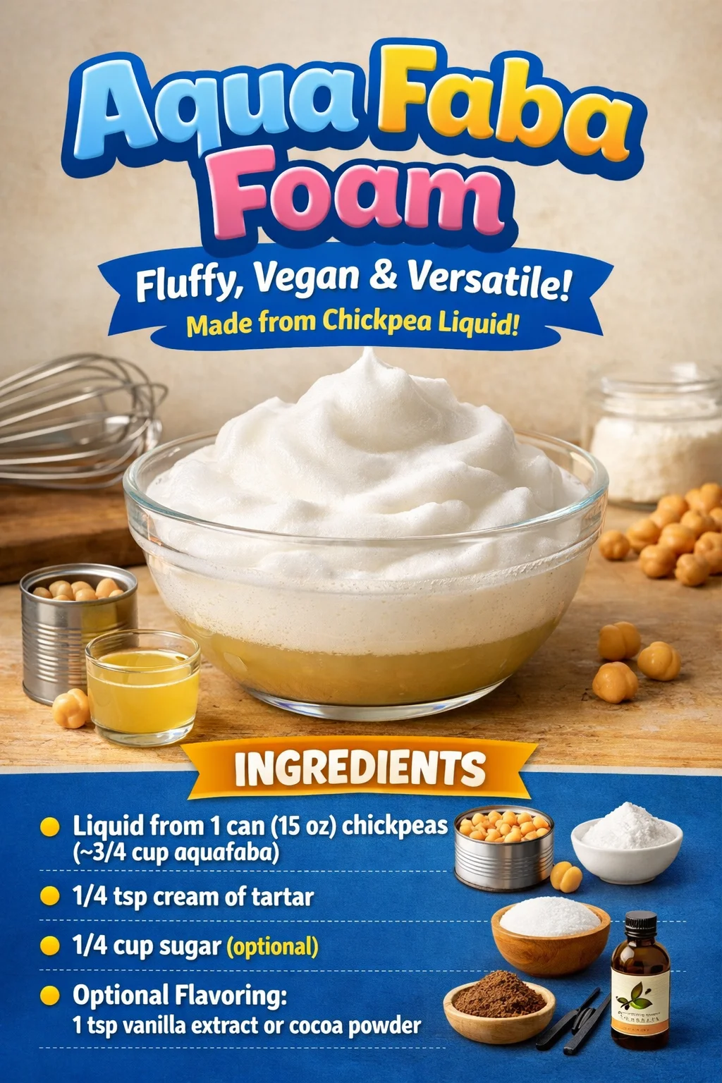 Aqua Faba foam used in vegan dessert preparation