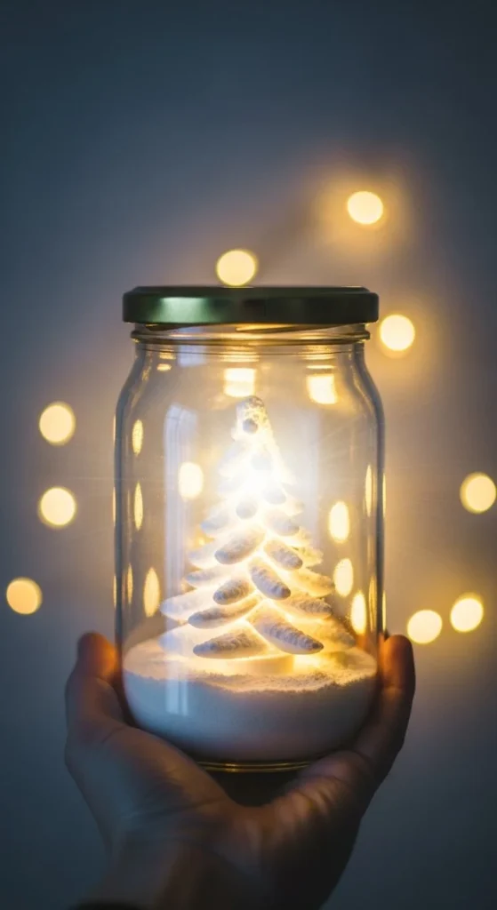 DIY Baking Soda Christmas Tree Jar decoration for festive holiday celebrations