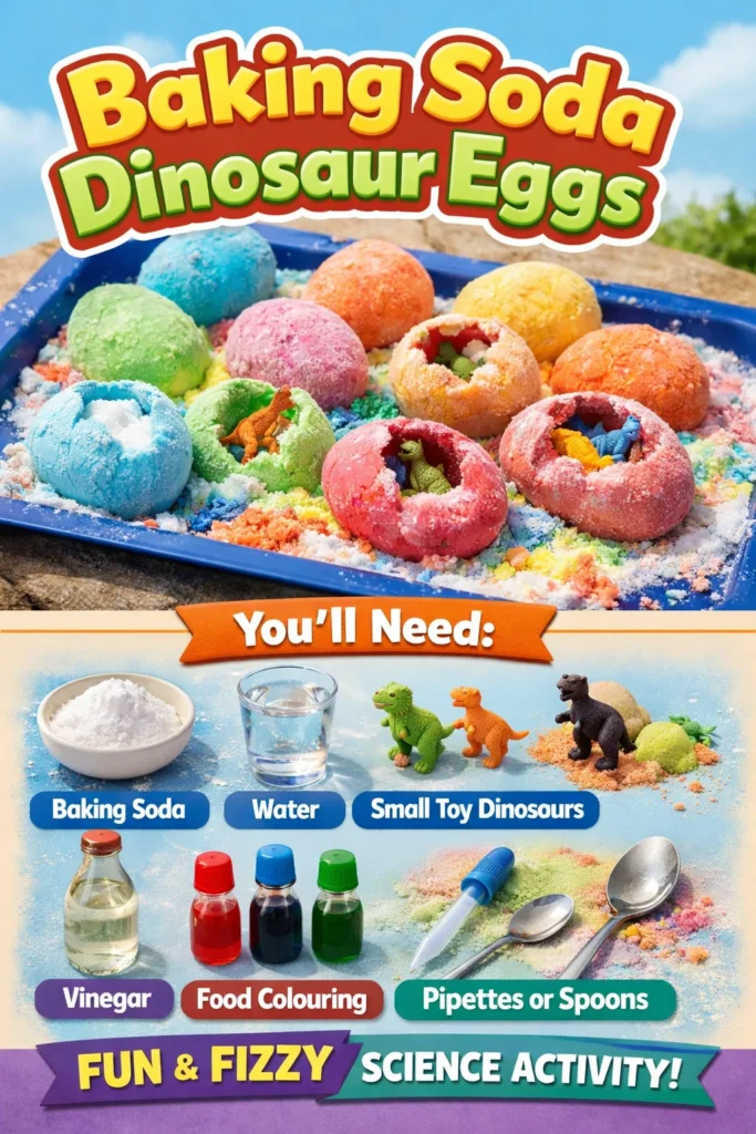 Baking soda dinosaur eggs activity for kids