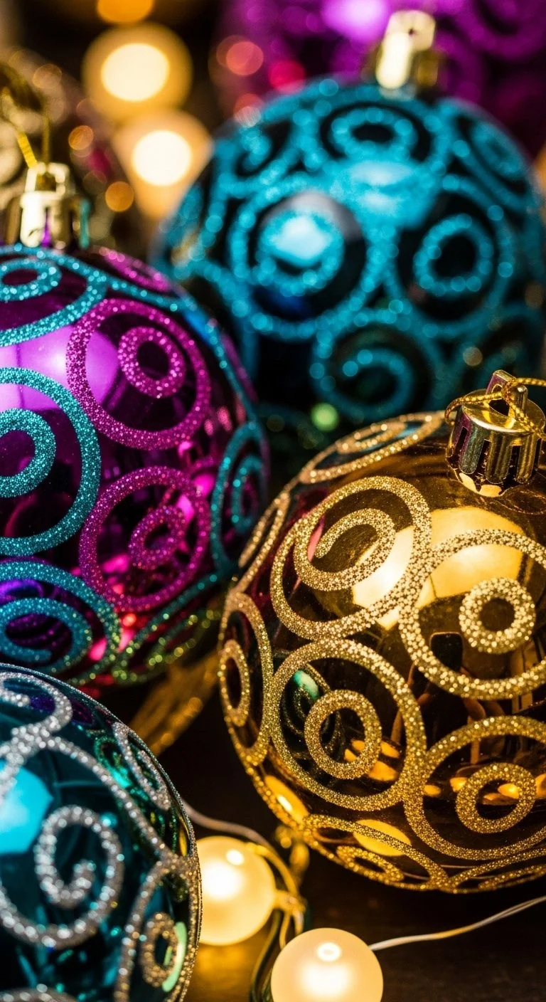 DIY Baking Soda Galaxy Ornaments in various colors and shapes.