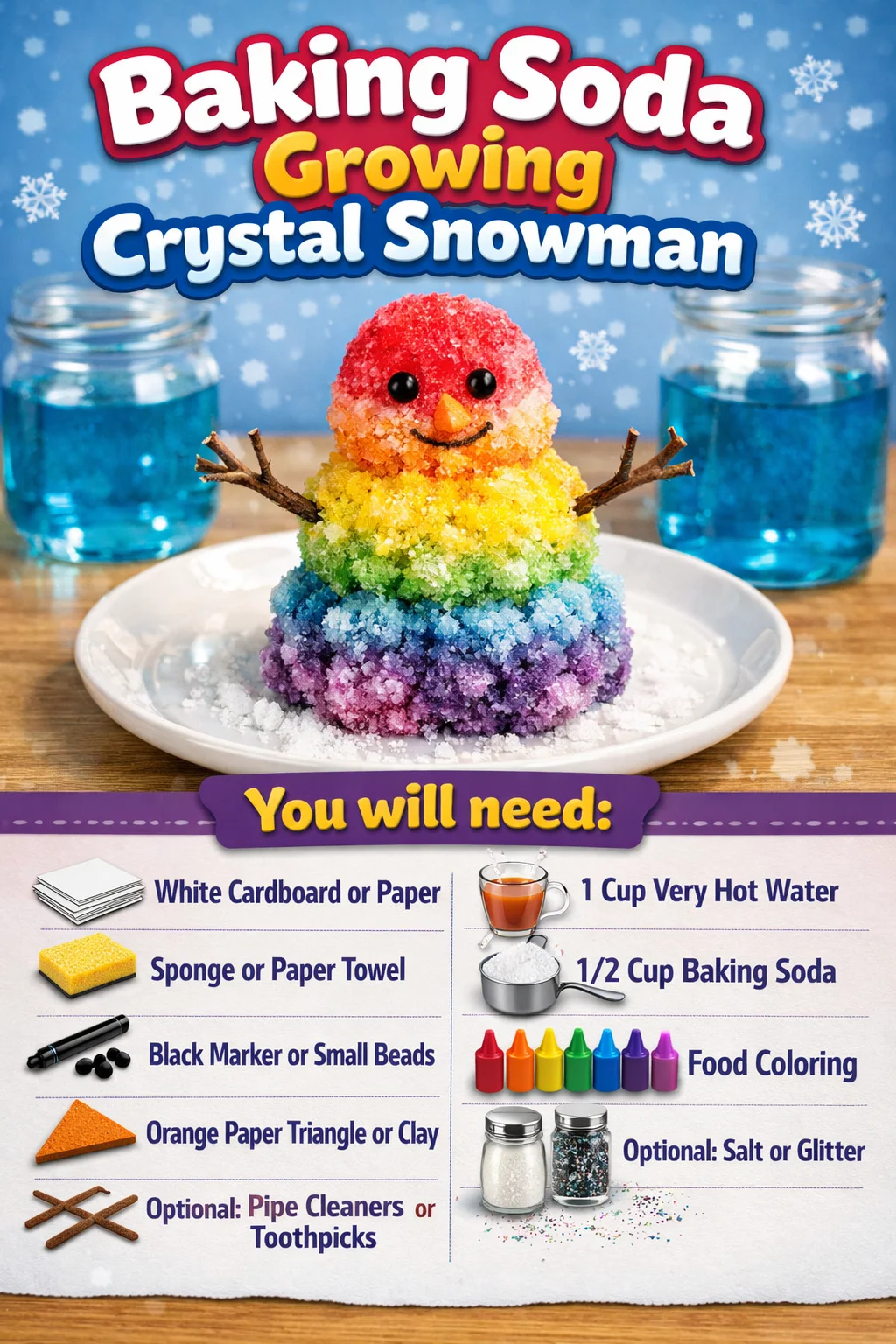 Baking Soda Crystal Snowman Craft for Kids