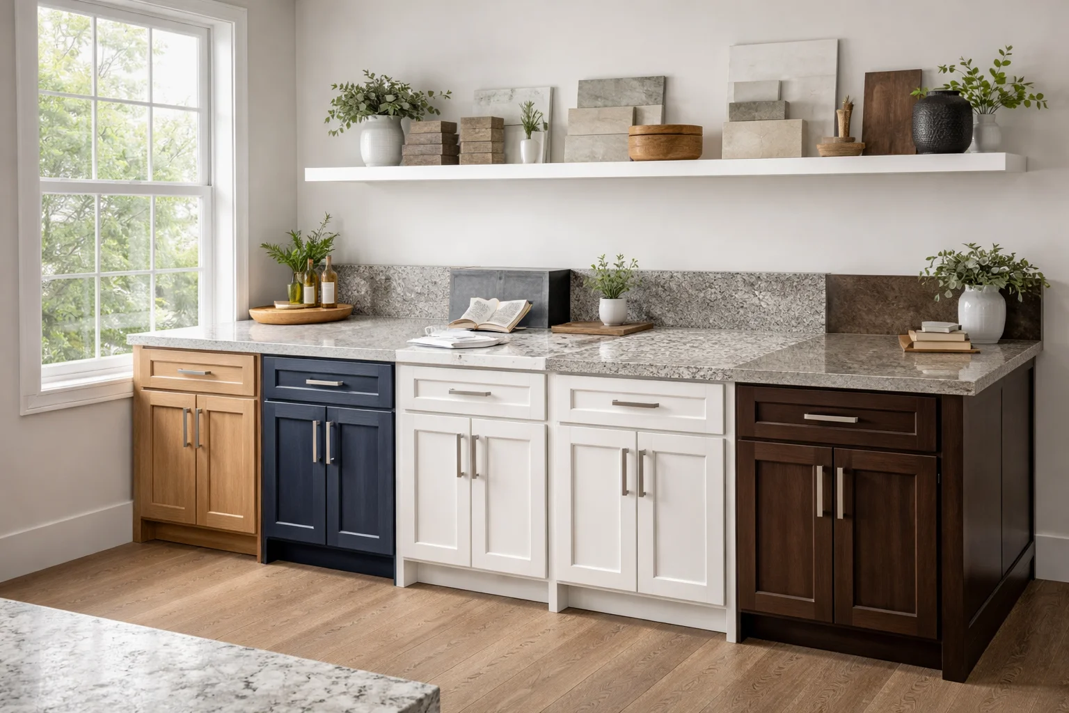 Bright Ideas for a Sunlit Greige Kitchen with Marble Countertops
