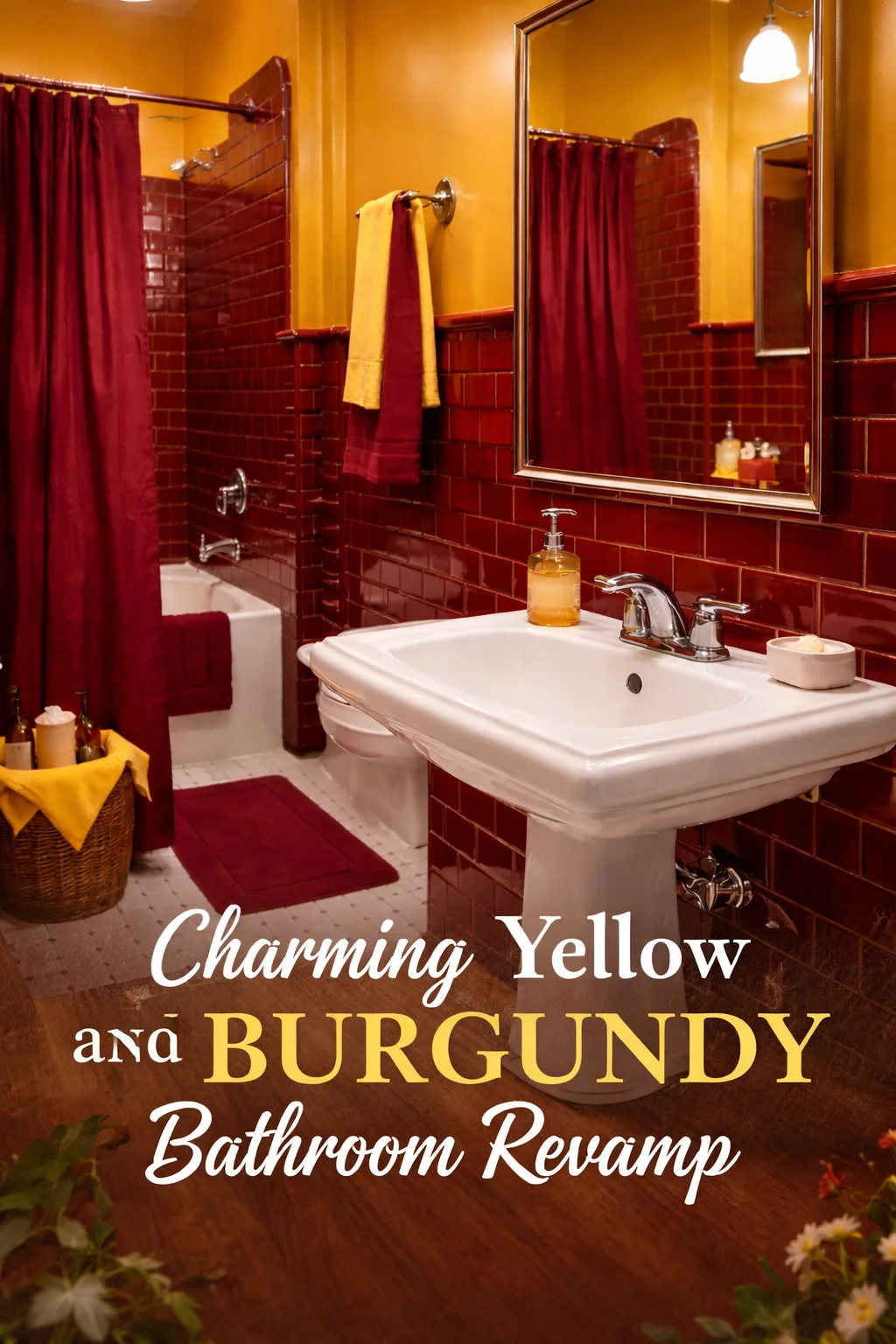 Charming Yellow and Burgundy Bathroom Revamp You&rsquo;ll Love!