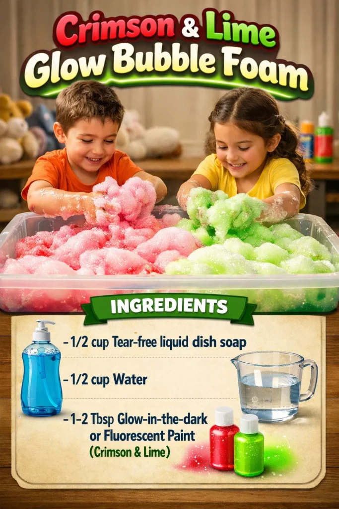 Crimson & Lime Glow Bubble Foam for colorful, bubbly fun