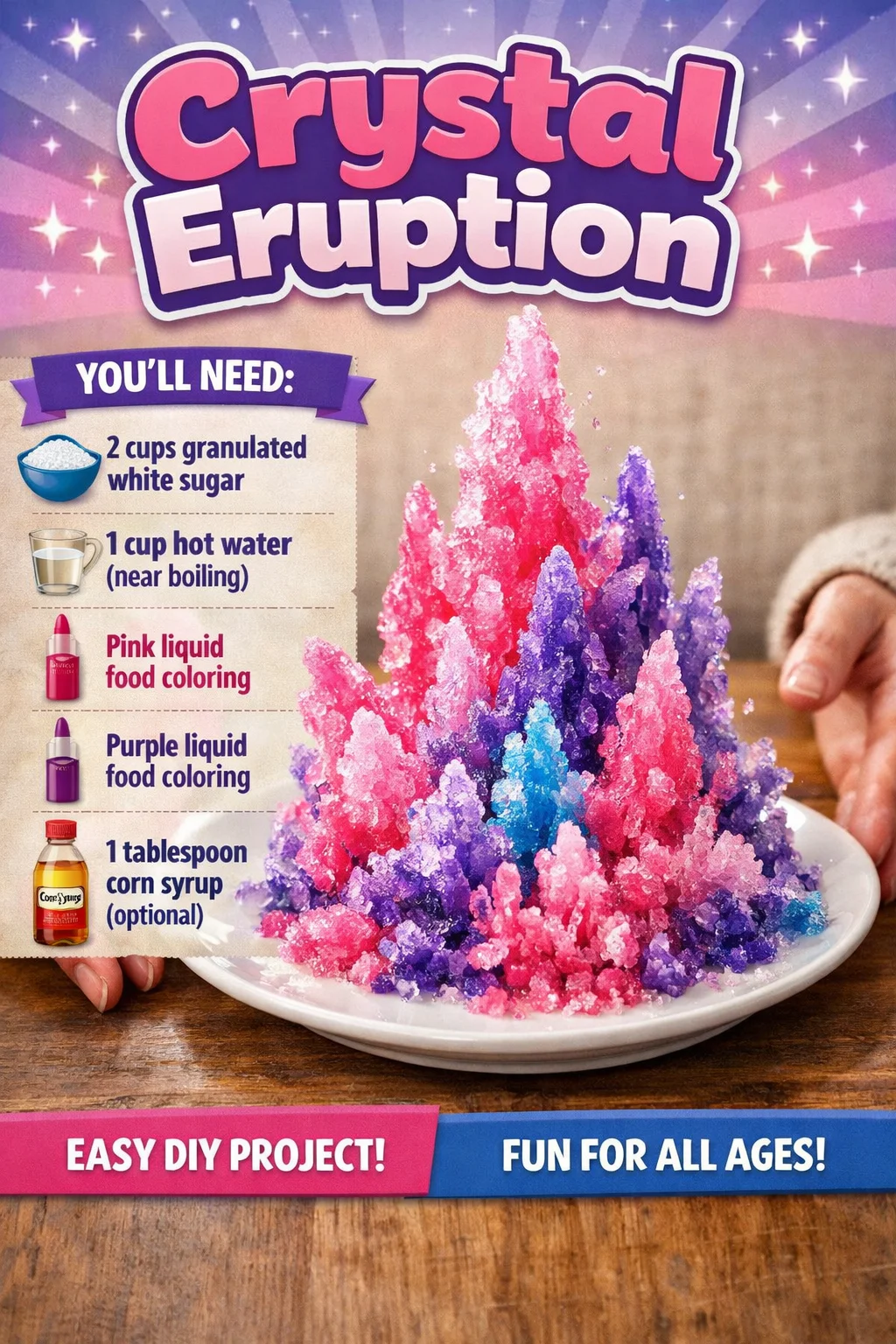 An illustration of a Crystal Eruption showcasing vibrant crystals emerging from a surface.