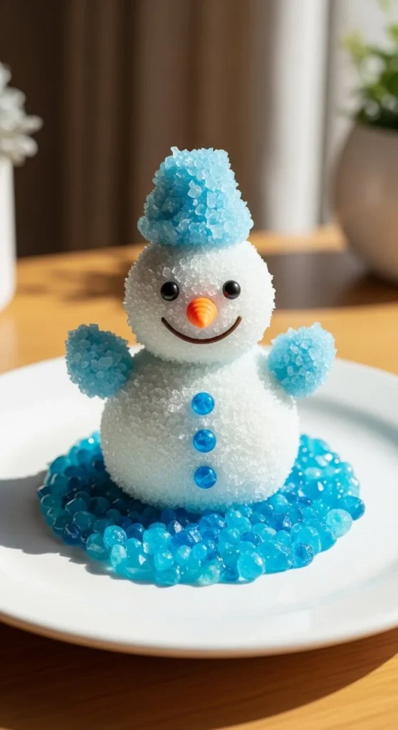 Beautiful crystal snowman decoration for festive winter decor.