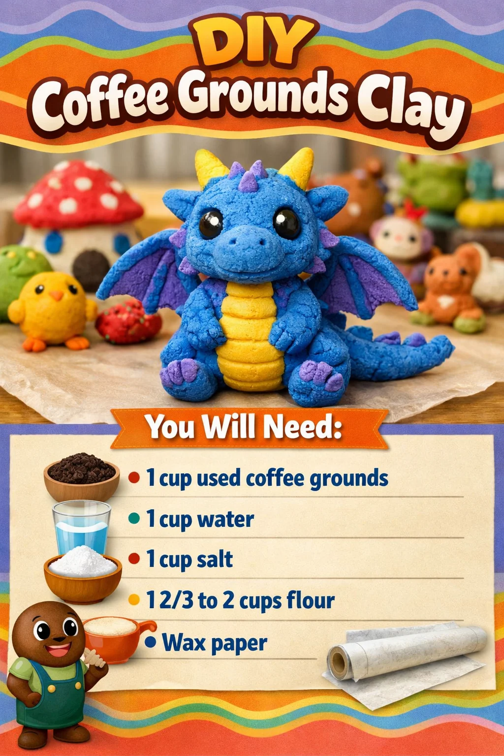 DIY coffee grounds clay tutorial for eco-friendly crafting