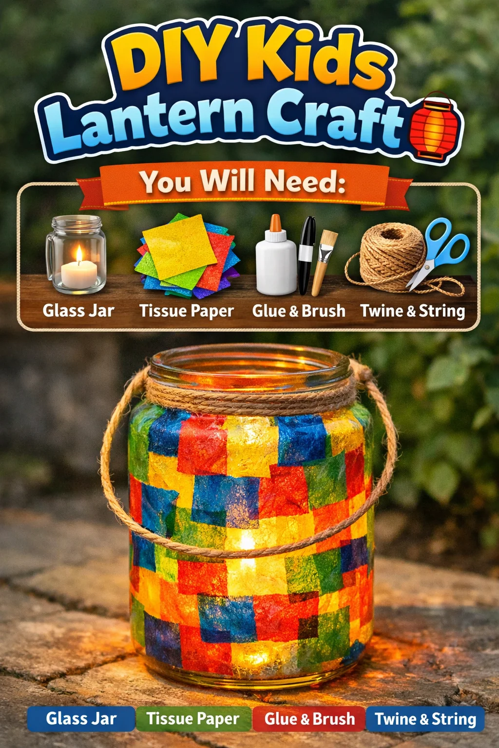 Colorful DIY Kids Lantern craft made from paper and materials for kids' fun.