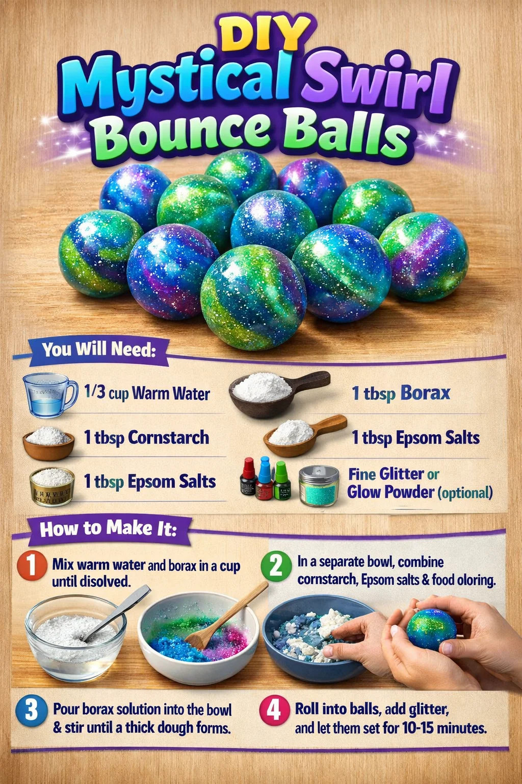 DIY mystical swirl bounce balls project for kids