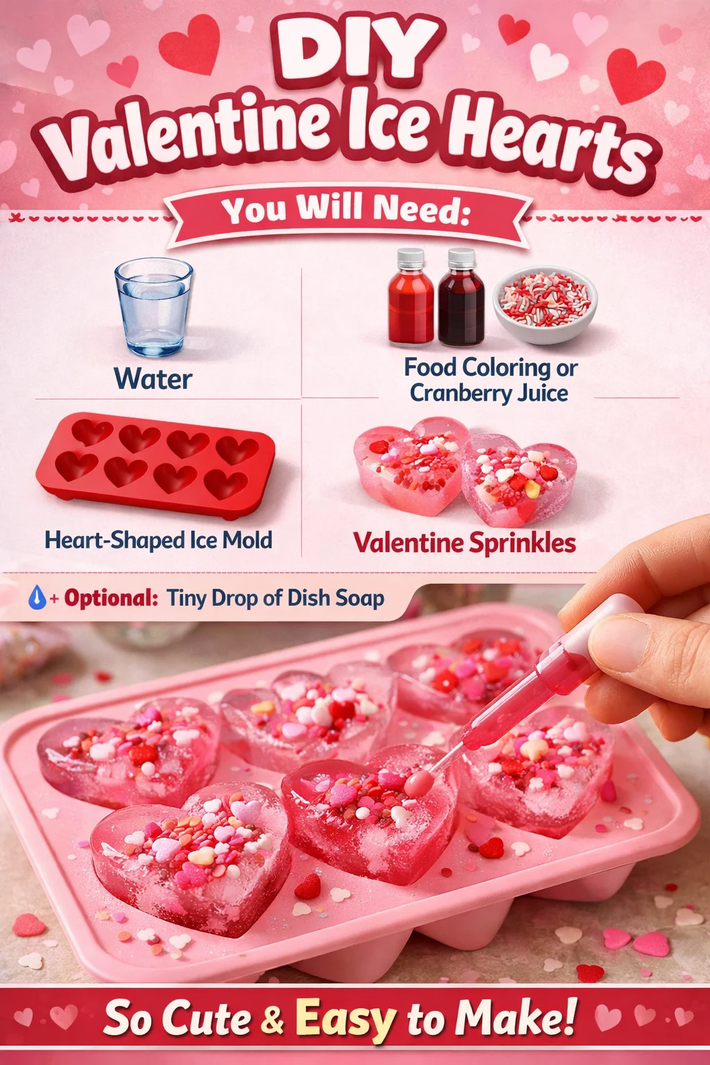 DIY Valentine Ice Hearts for romantic celebrations and decorations.