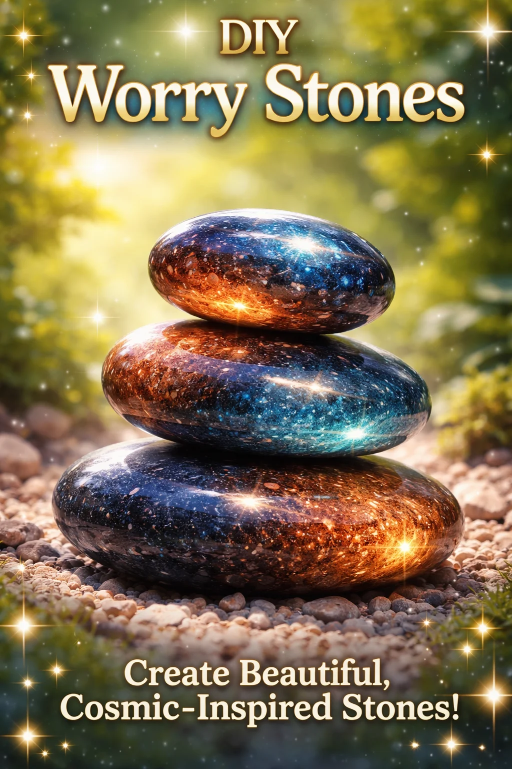 Handmade DIY worry stones for stress relief and relaxation