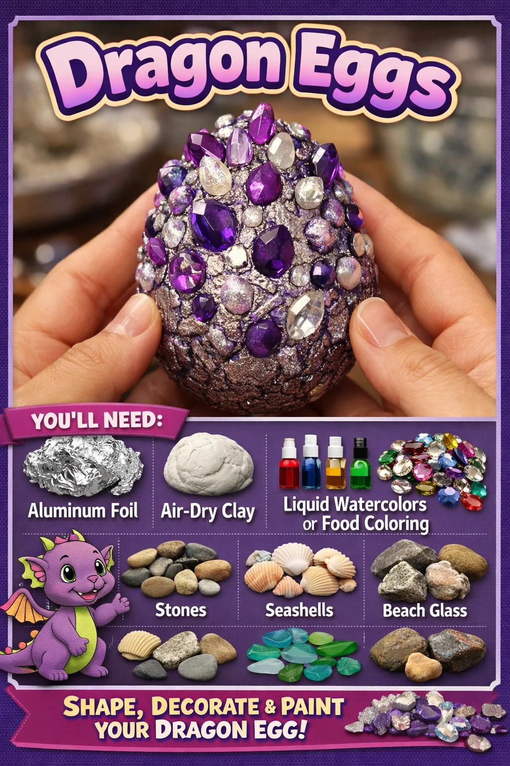 Illustration of colorful Dragon Eggs in a fantasy setting.