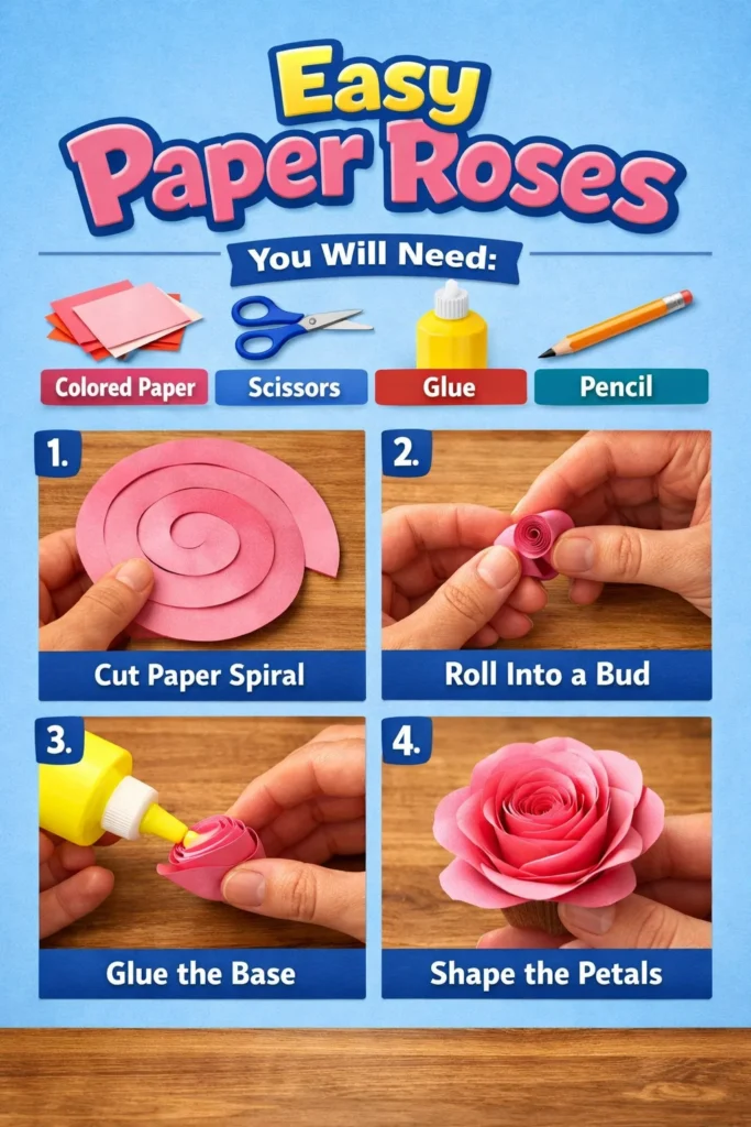Step-by-step guide to creating easy paper roses for crafts and decor