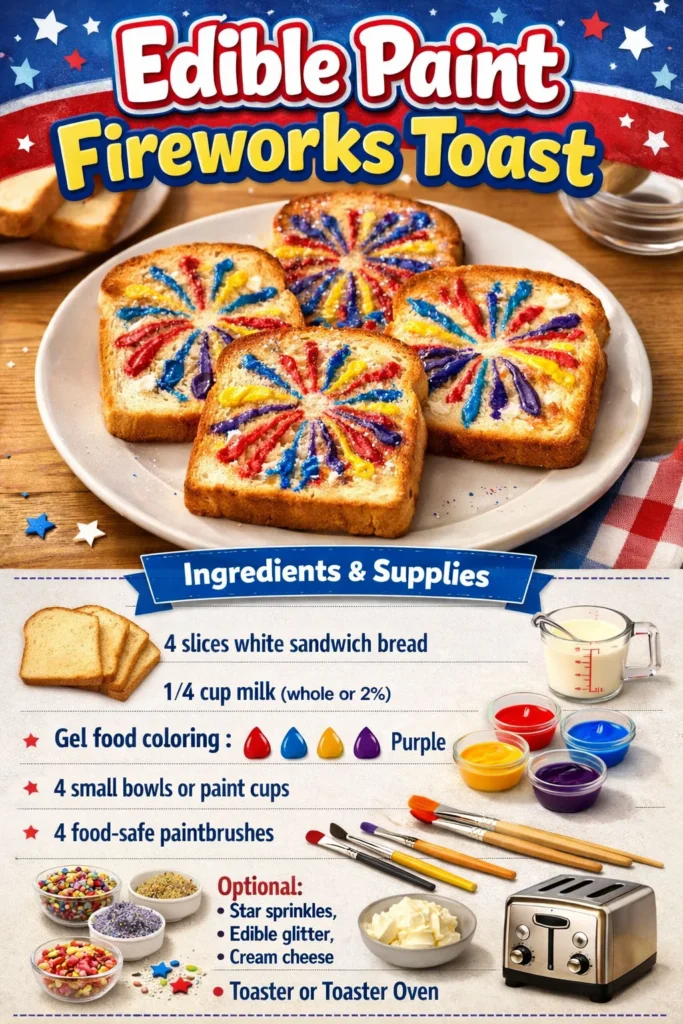 Vibrant edible paint used on festive Fireworks Toast for creative celebrations