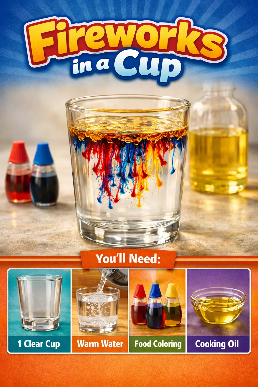 Colorful fireworks in a cup showcasing festive and delicious dessert ideas.