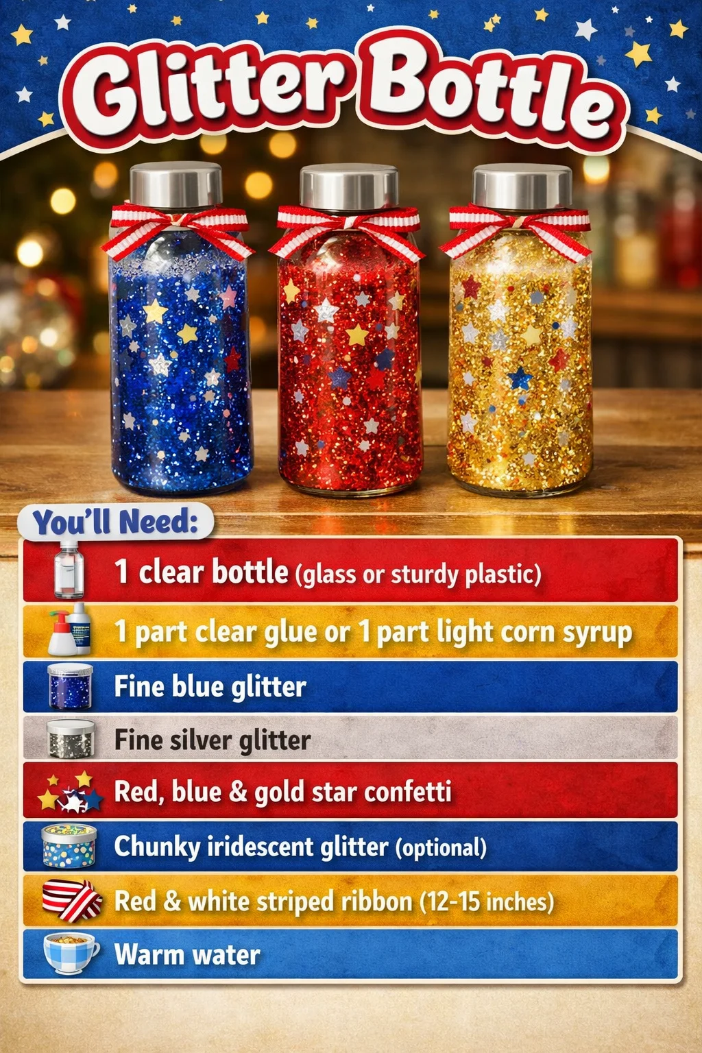 Colorful glitter bottle filled with assorted glitters for crafts and decoration