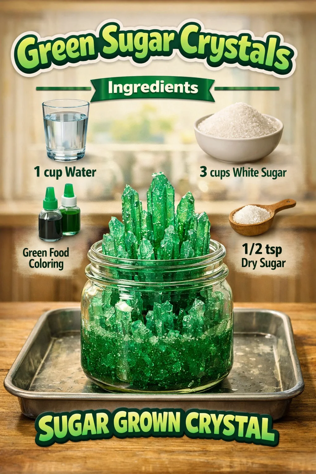 Natural green sugar crystals in a jar for healthy sweetening options