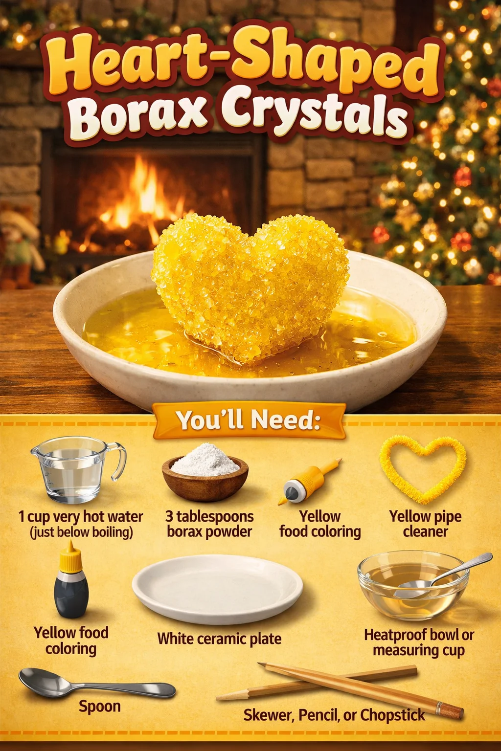 Heart-shaped borax crystals showcasing unique shapes and vibrant colors.