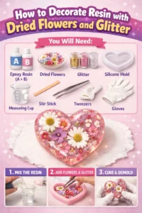How to Decorate Resin with Dried Flowers and Glitter