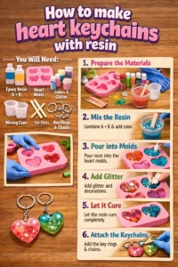 How to make heart keychains with resin