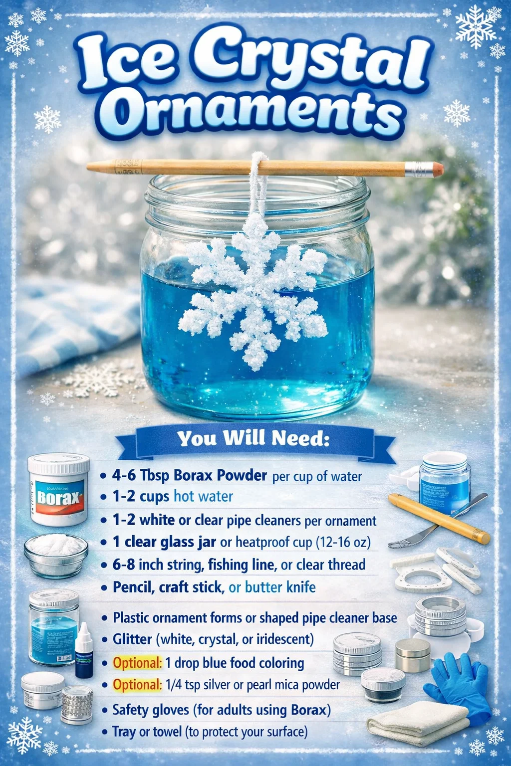 Beautiful ice crystal ornaments for festive decoration