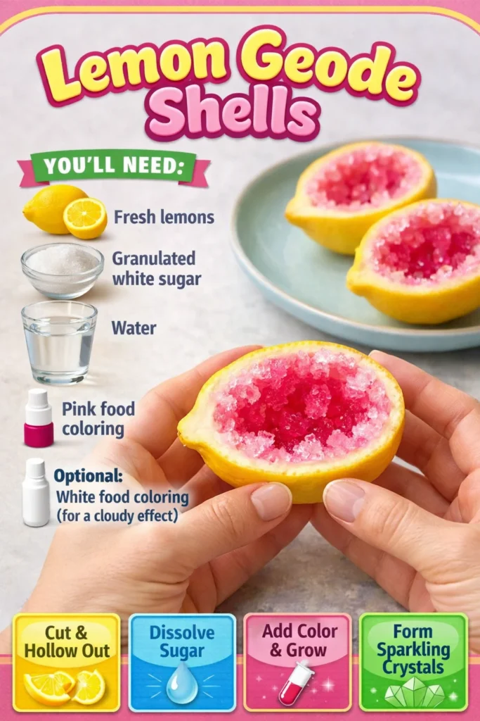 Beautiful lemon geode shells for crafts and decoration.