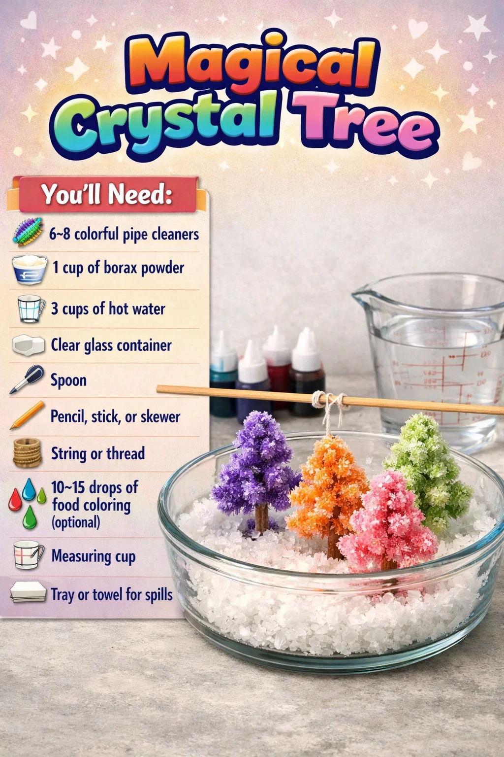 A stunning magical crystal tree showcasing vibrant colors and unique designs.