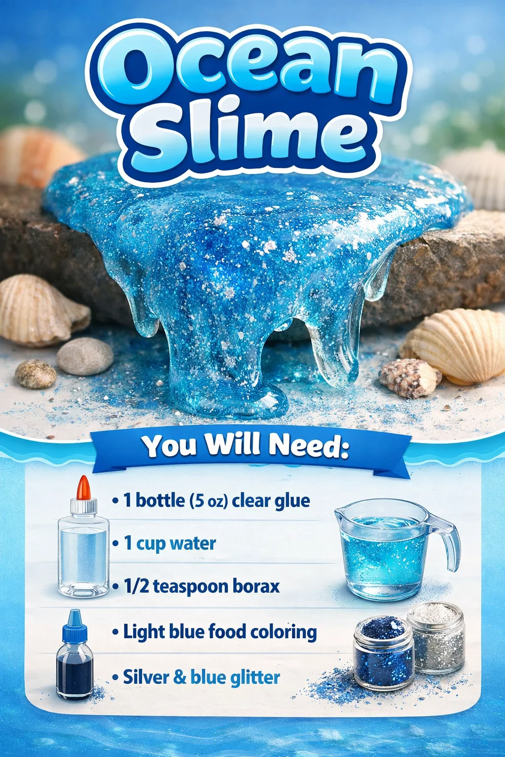 Colorful ocean slime with marine-themed elements and textures.