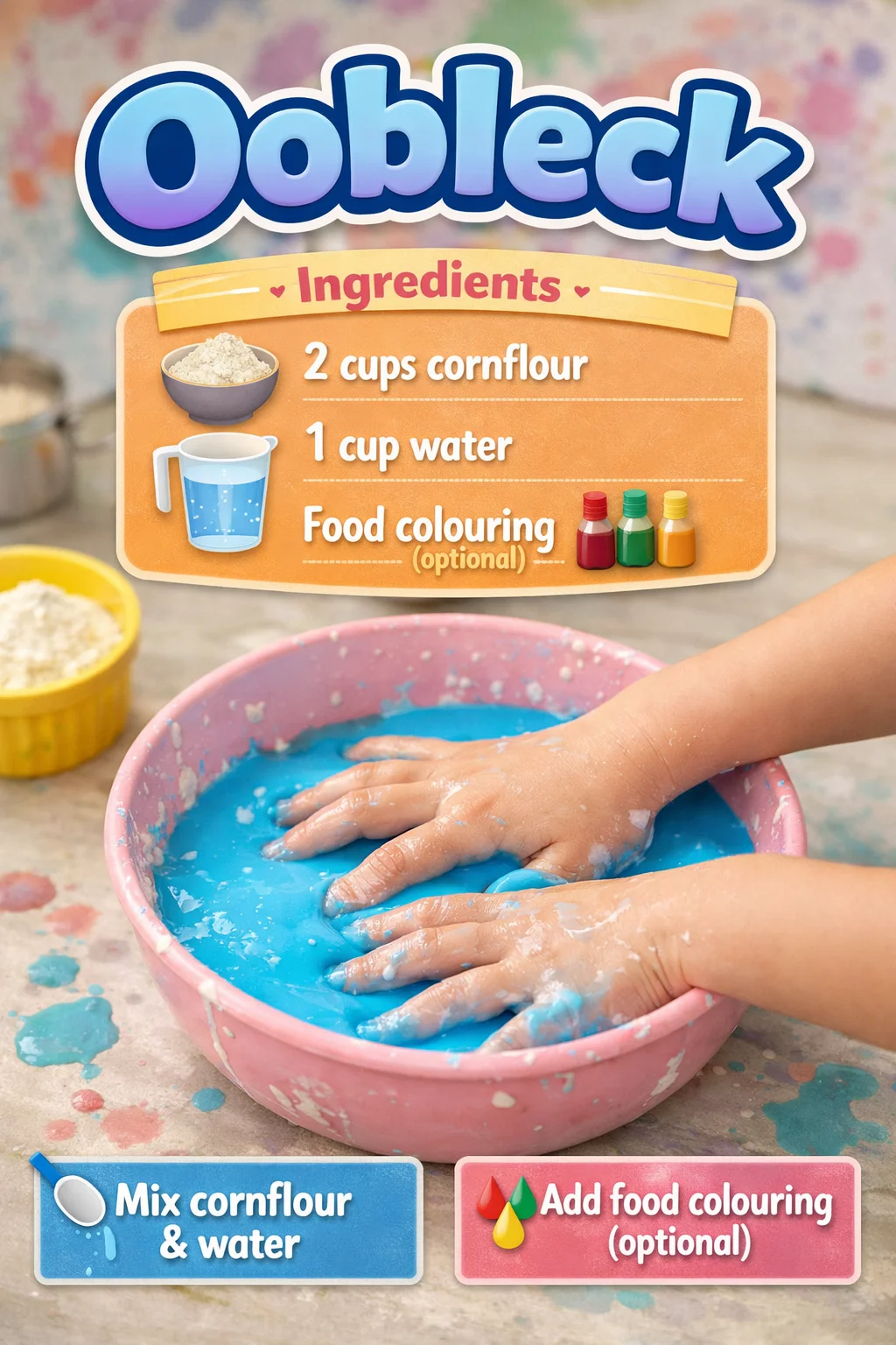 A colorful bowl of Oobleck showcasing its unique viscosity and texture.