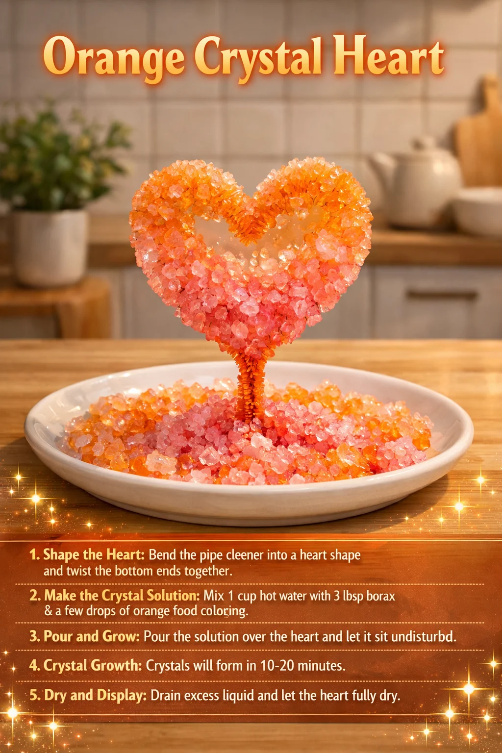 Close-up of an Orange Crystal Heart showcasing its vibrant color and texture.