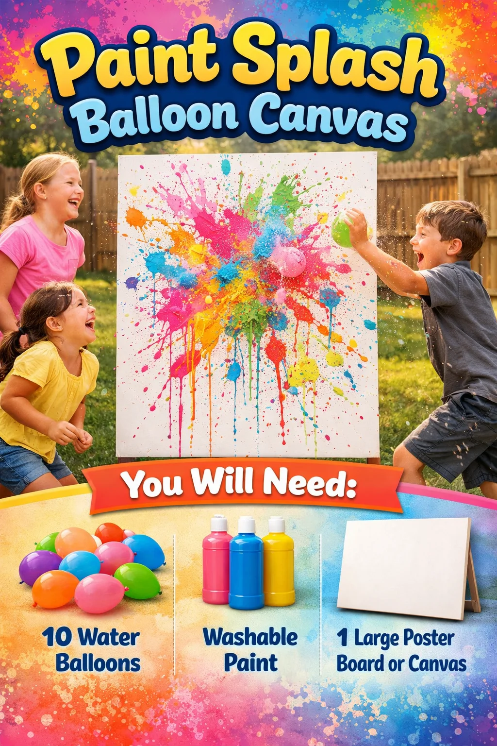 Colorful paint splash design on a balloon canvas artwork