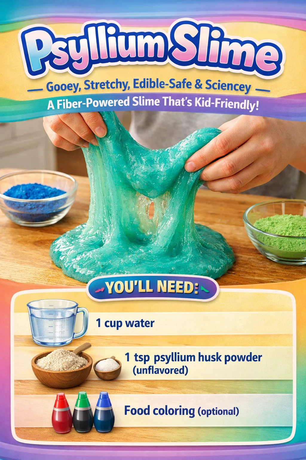 Bowl of psyllium slime for digestive health and natural fiber supplement.