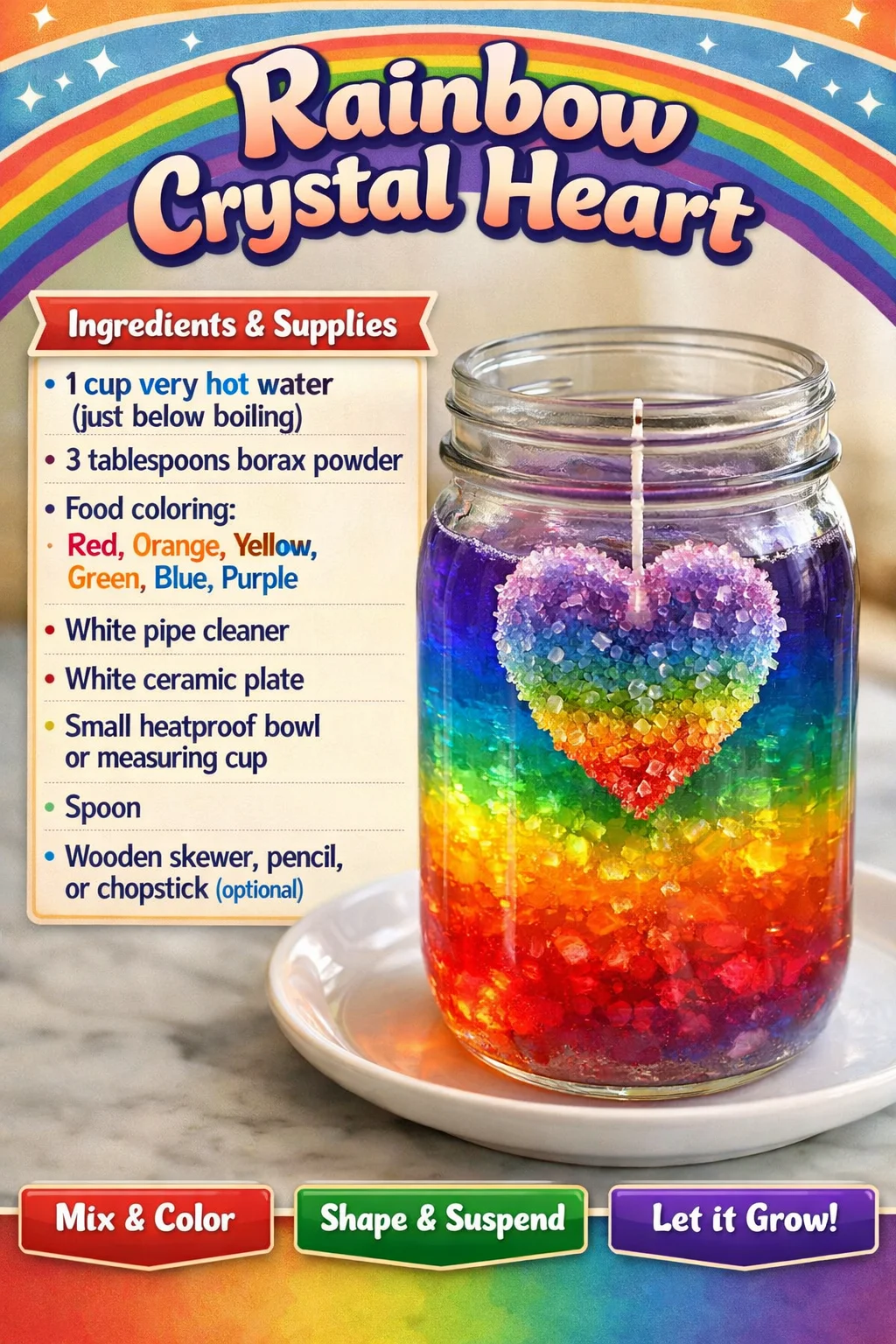 Rainbow Crystal Heart showcasing vibrant colors and reflecting light