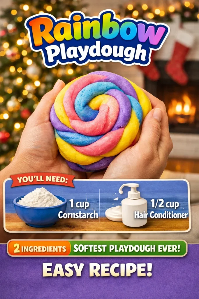 Colorful rainbow playdough for creative sensory activities and fun crafts.